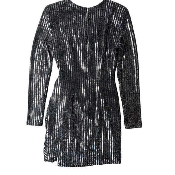 ASTR THE LABEL PARIS METALLIC Silver LONG SLEEVE MINI DRESS SIZE SMALL - Picture 12 of 15